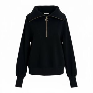 Varley Vine Half Zip Ribbed ottoman Oversized Pullover Sweatshirt Black Size XS